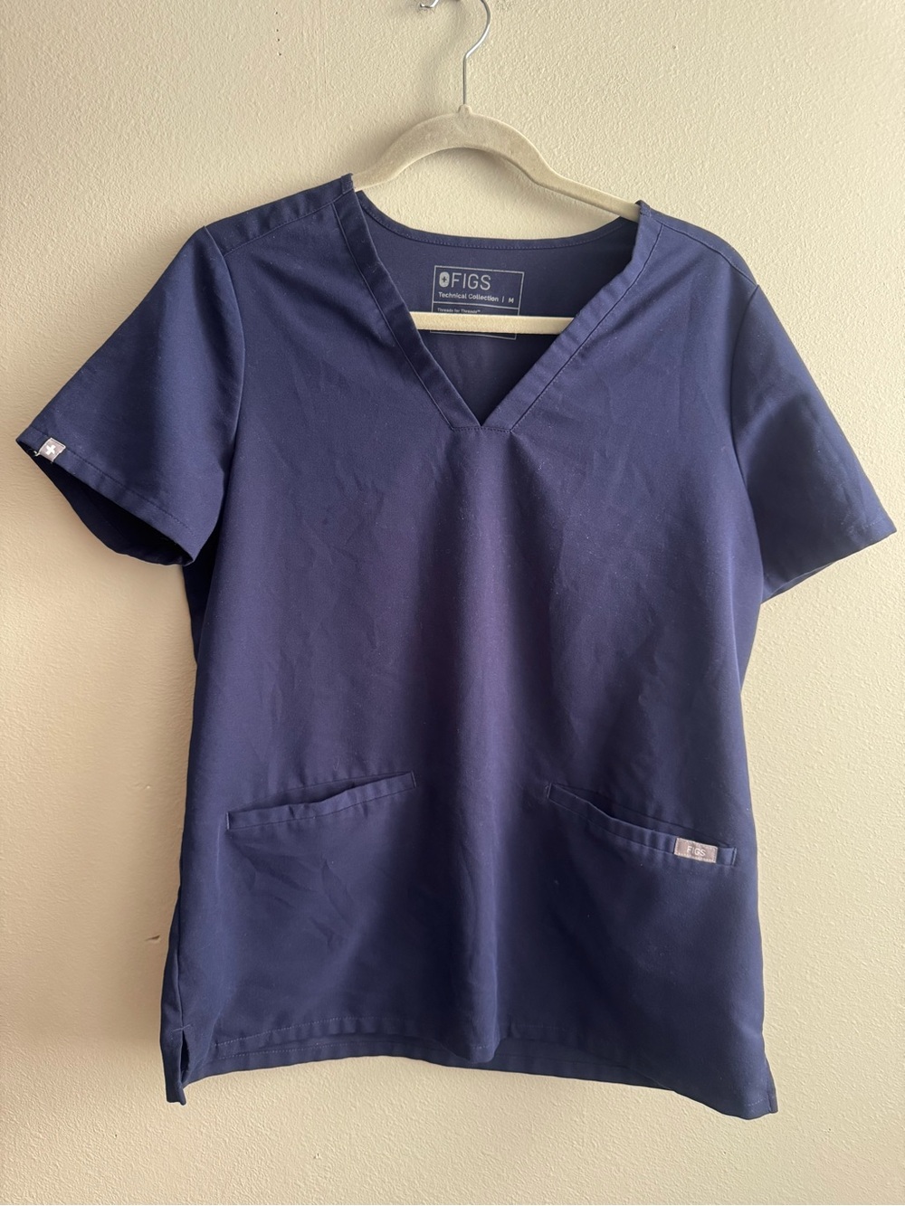 FIGS Navy Short Sleeve V-Neck Scrub Top